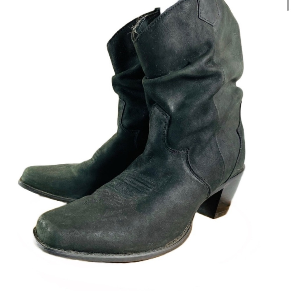 Durango Black Suede Heeled Western Boots